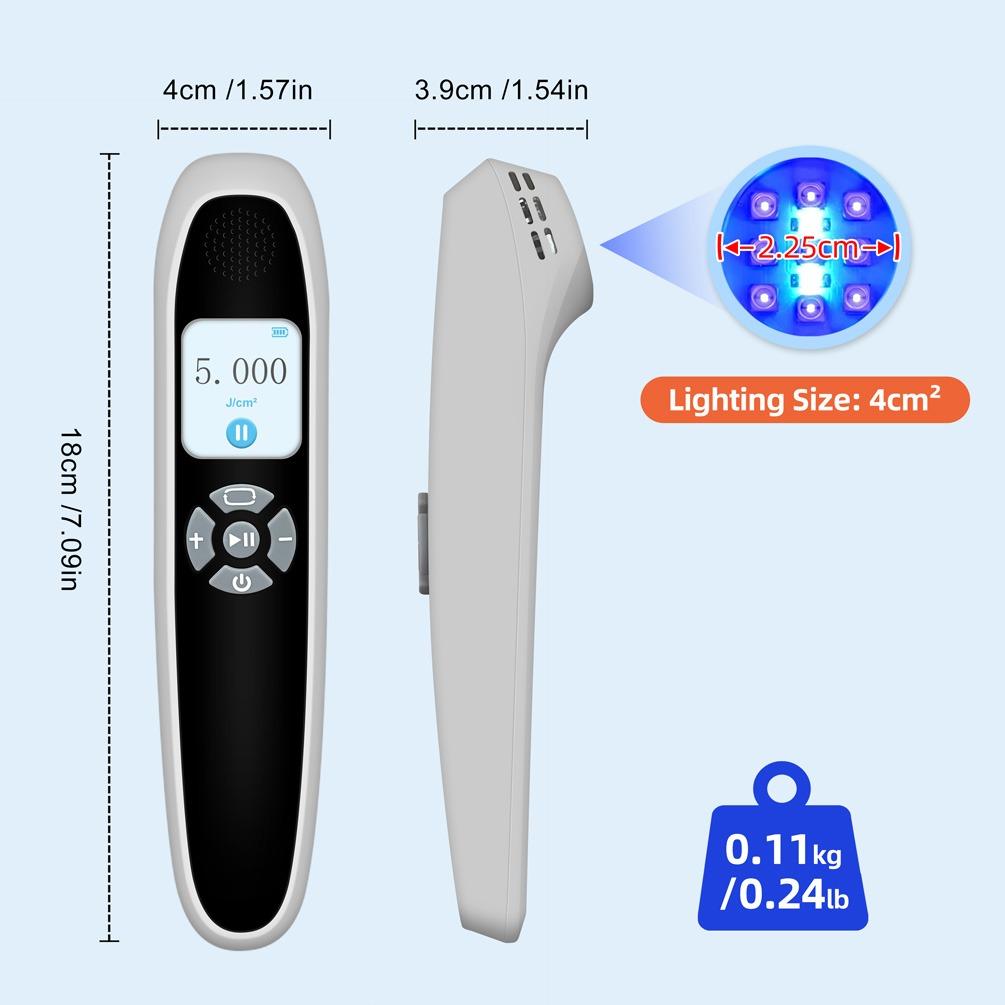 ZJZK 9 Diodes 308nm UVB Excimer Phototherapy Device, 55mW/cm² High Energy Density, Handheld Blue Light Skin Treatment, Targeted Therapy for Vitiligo, Psoriasis, Eczema, Atopic Dermatitis, Portable Home Use for Skin Disorders