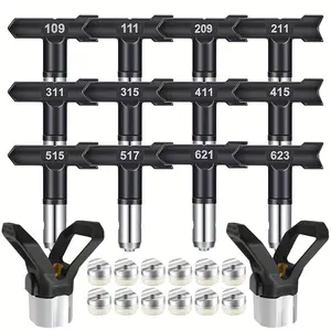 14-Piece Spray Nozzle Set, 12 Reversible Tips + 2 Nozzle Caps, Airless Paint Sprayer Accessories for Latex Paint Application, Paint Sprayer Tool