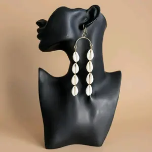 27/ BALANCE: 100% Handmade Natural Sea Cowries Shells Statement Earrings with Gold Brass Metal good for all occasions, Hypoallergenic safe no Skin Irritation .