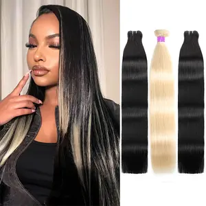 613 Blonde With Natural Black Color Body Wave Human Hair Bundles Unprocessed 15A Raw Human Hair Bundles Highlight Omnred Quick Wave Extensitions