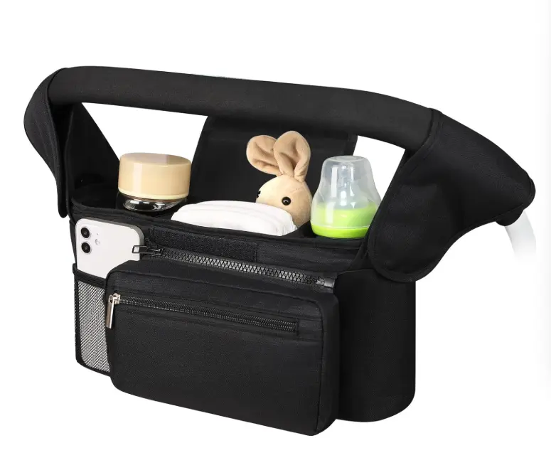 From coffee runs to playgrounds – Universal Stroller Organizer w/ Insulated Cup Holder, Detachable Phone Bag & Shoulder Strap, Oxford Fabric Caddy Fits Uppababy/Baby Jogger/Britax – Keep your hands free!