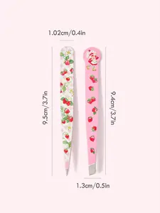 Strawberry Shortcake 2pcs Eyebrow Tweezers Set with Cartoon Character & Strawberry Design, Beauty Essentials