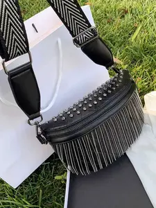 Fashion Women's Waist Bag and Crossbody Bag, Wide Strap with Fringe, Korean Style, Perfect for Daily Commute and Outing, Waist Pack