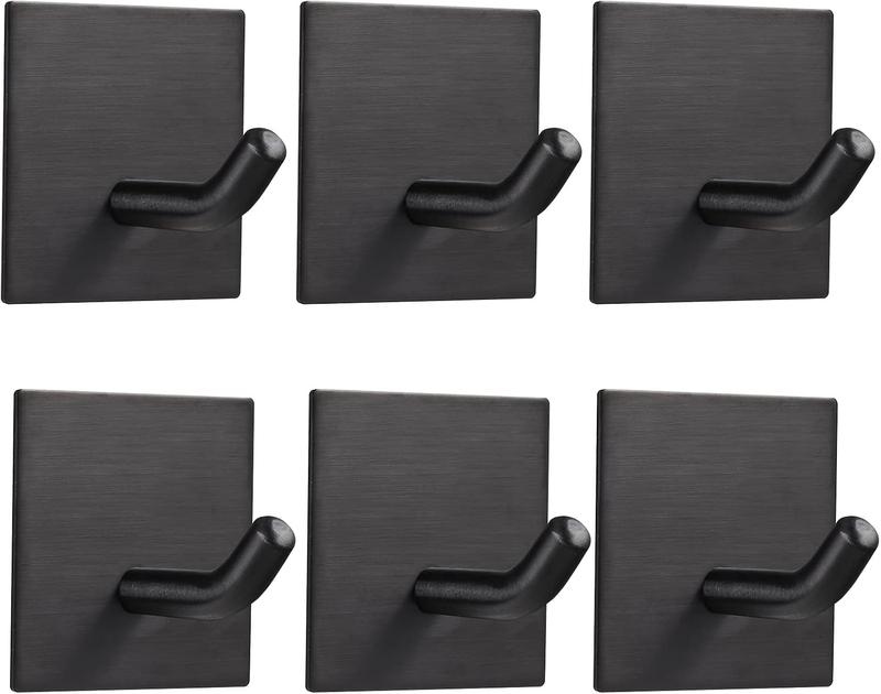 Heavy Duty Adhesive Hooks, Stick on Wall Adhesive Hangers, Strong Stainless Steel Holder, Self Adhesive Hooks for Kitchen Bathroom Home Door Towel Coat Key Robe 4 Packs - 6 Packs