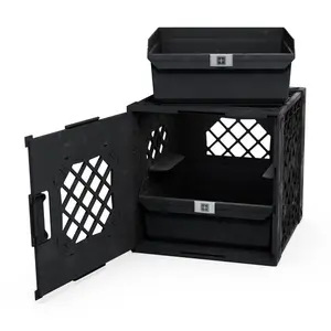 UbeCube Grabinet Kit 1"x2" Crate Black Bin: Stackable Polypropylene Decorative Box, Industrial Style, 13.5" Square