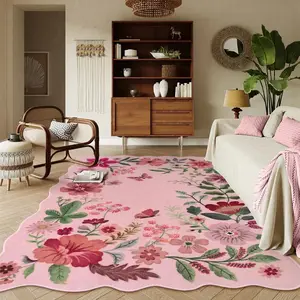 Floral Pattern Rug, Non-slip Washable Floor Mat, Soft Decorative Area Rug, Floral Rugs, Cozy Space Home Decor for Living Room & Bedroom, Boho Floral Rug