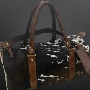 Genuine Cowhide Leather Duffel Bag - Travel Bag