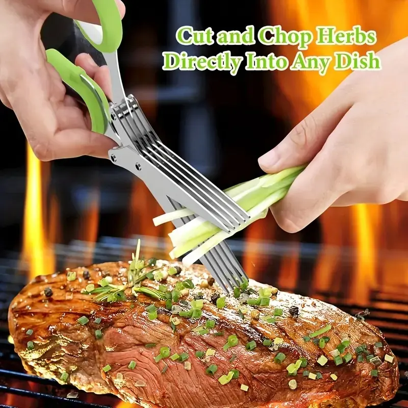 Brodark Herb Cutter Scissors 5 Blade Set, Japanese-Style Scallion Scissors, Efficient Kitchen Tool for Cutting Herbs & Vegetables