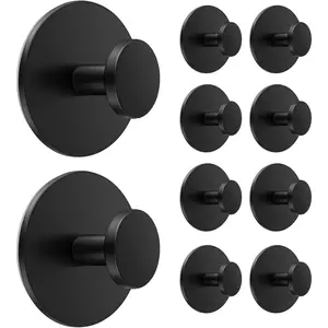 Adhesive Wall Hook for Coat and Towel Extra Sticky 12 LB Max Stainless Steel Heavy Duty White Door Holder Hanger Easy Install No Drilling