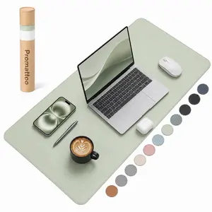 Oversized Non-Slip Desk Pad Protector with Premium Gift Box – Vegan Leather Waterproof Laptop Mat for Keyboard & Mouse, Grips Desk Firmly – Large Office Pad– Creamy White