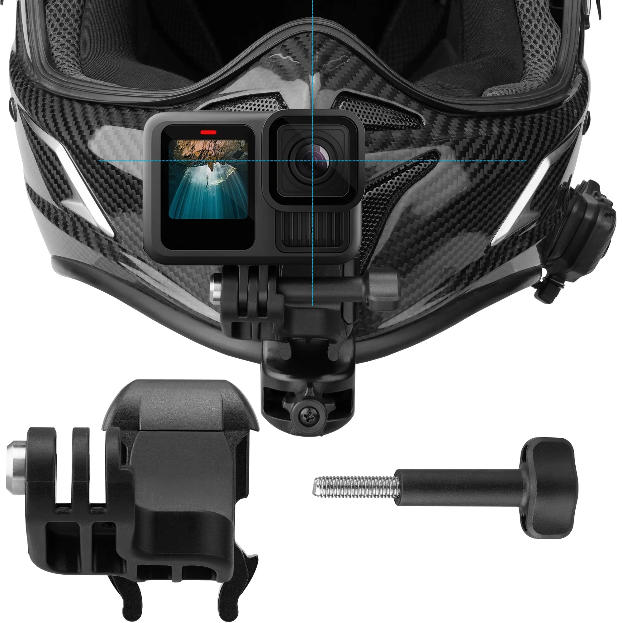 Motorcycle Helmet Chin Strap Mount Adapter, J-Hook Buckle Mount Kit, Durable, That Keeps The Camera Lens in The Center Position, for GoPro Hero, for Insta360, for DJI Osmo Action, Video Recording Gear, Sports Camera Accessories