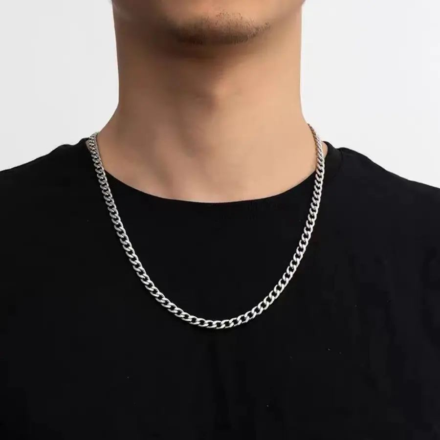 ASCOMY 4mm Thin Cuban Link Chain, Premium Stainless Steel Chain Links Necklace, Rust & Tarnish Resistant Waterproof Everyday Jewelry (18"-26"), Chain Links Necklaces, Cuban Necklace Necklaces