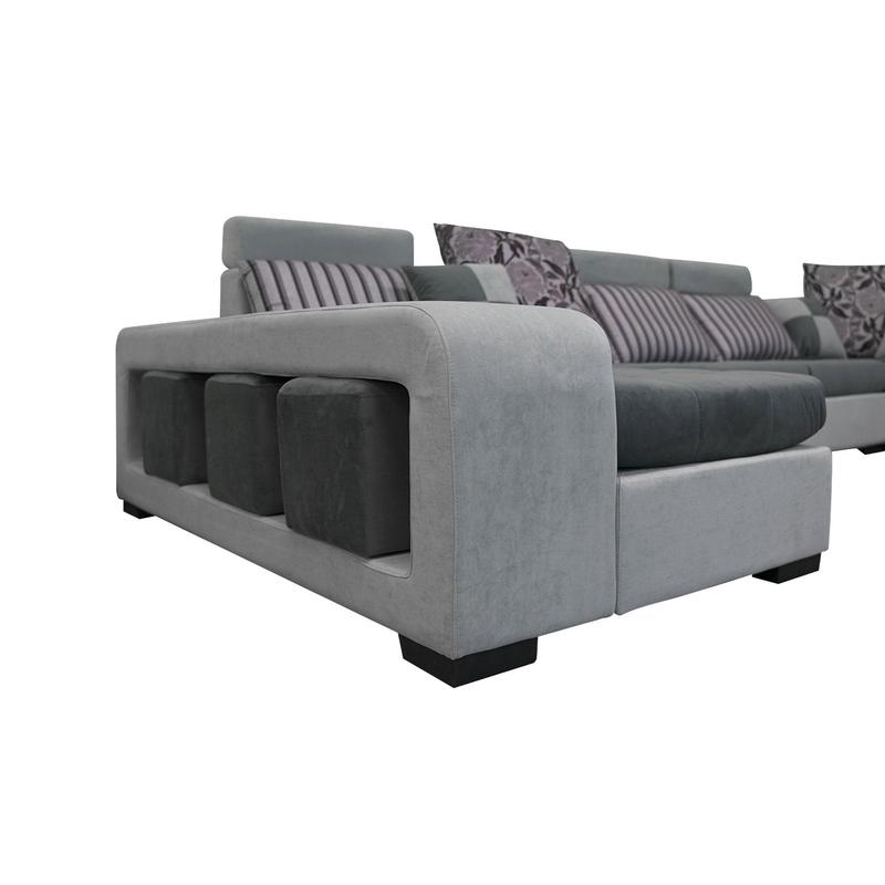 Selena Modular Tufted Sectional With Chaise(Dark Grey & Light Grey)