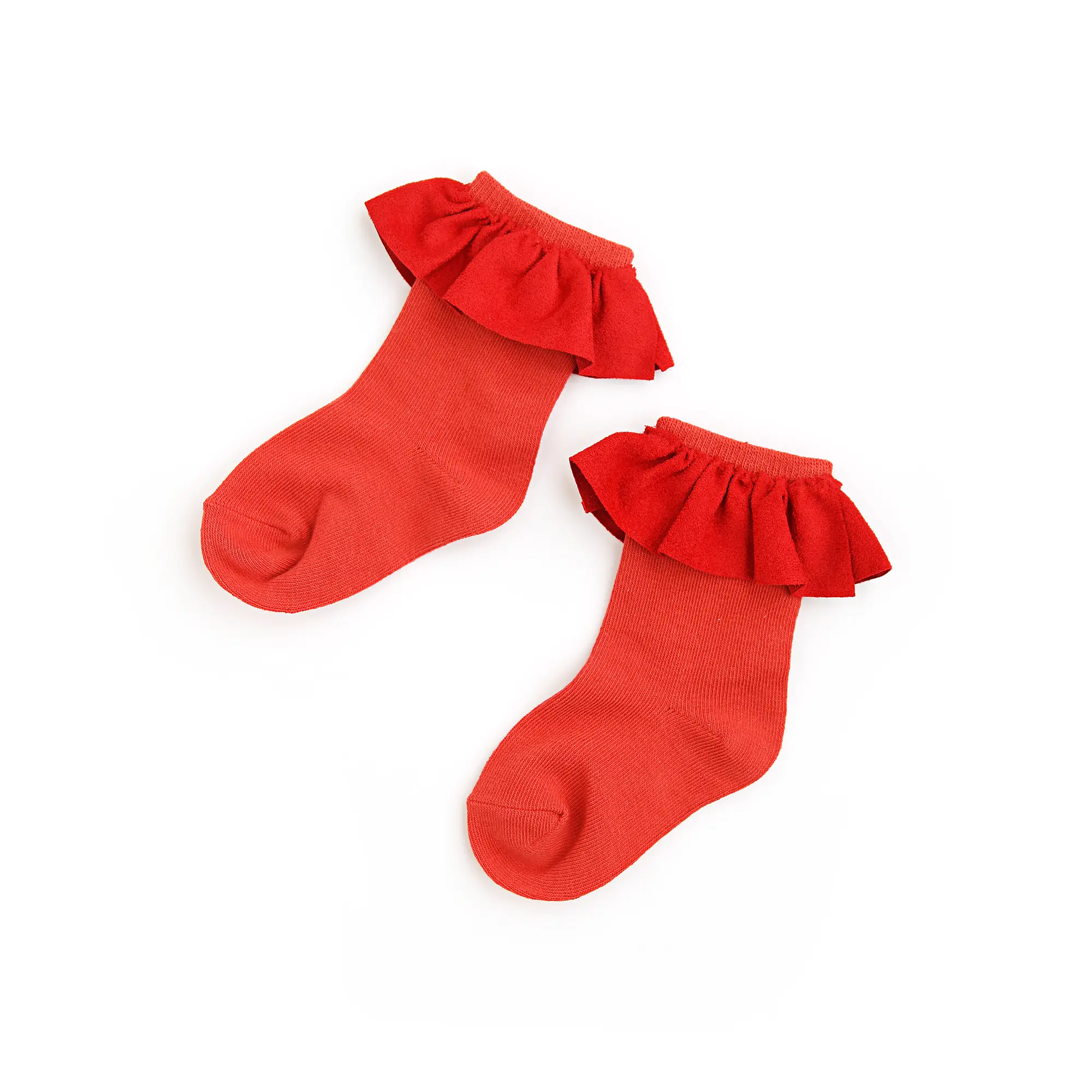 Cranberry RUFFLE SOCKS for Kids - Soft & Stretchy Midi Fit - Sizes 6-18m to 4/6 - 79% Cotton 19% Polyester 2% Spandex