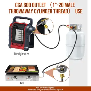 Alloxity 5FT Propane Splitter Hose 2 Way with Shut Off Valve,Converter fit for Camp Buddy Heaters,Weber Blackstone Griddle Grill,Coleman Stove,Weed Torch,1LB Portable Appliance to QCC1 5-40lb Tank