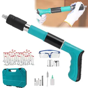 Concrete Nail Gun Kits with 100pcs Nails, 5 Speed Adjustable Manual Steel Nail Gun, Portable Nail Shooting Machine, Wall Anchor Wire Slotting Device