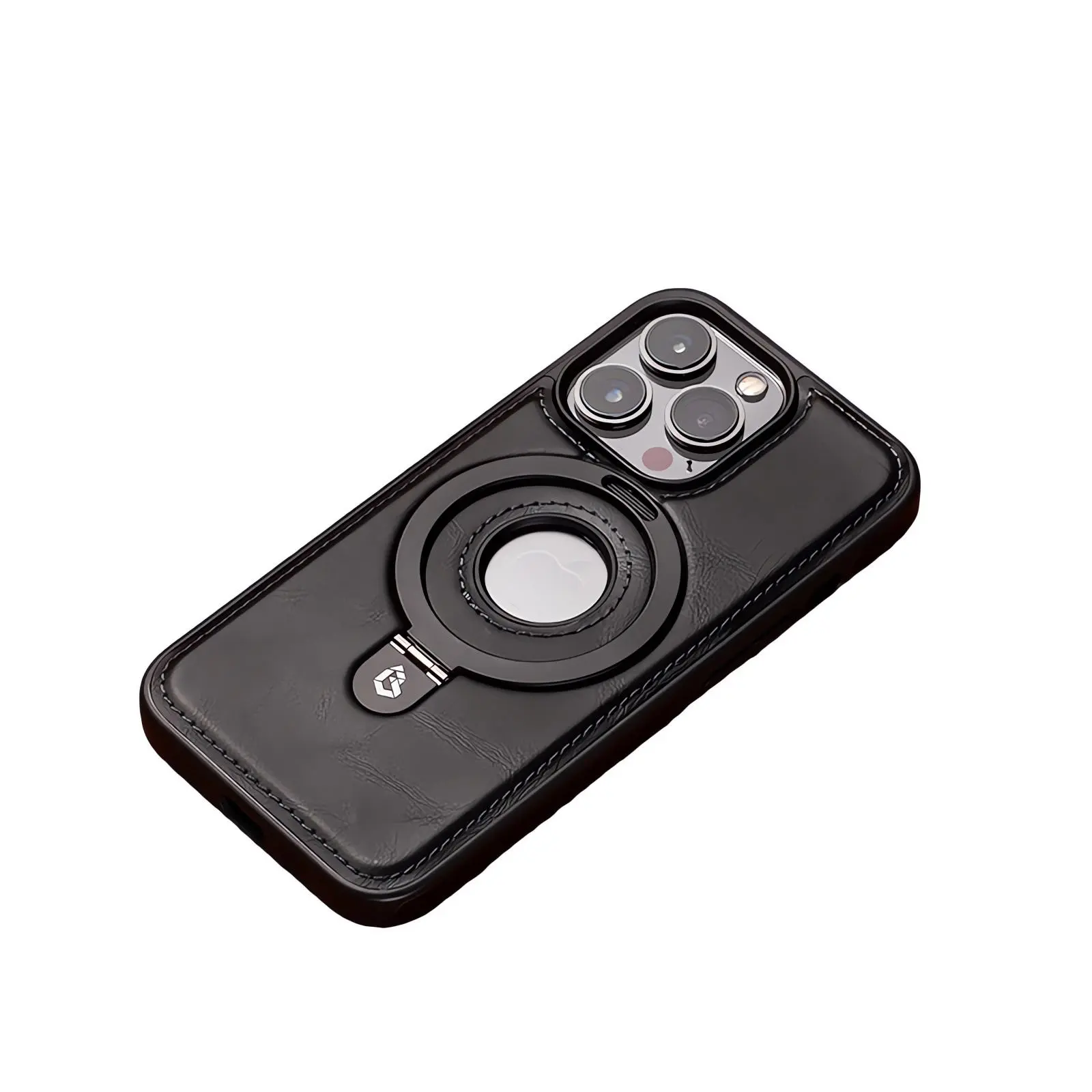 Leather Material with Metal Magnetic Folding Stand Case Cover for iPhone