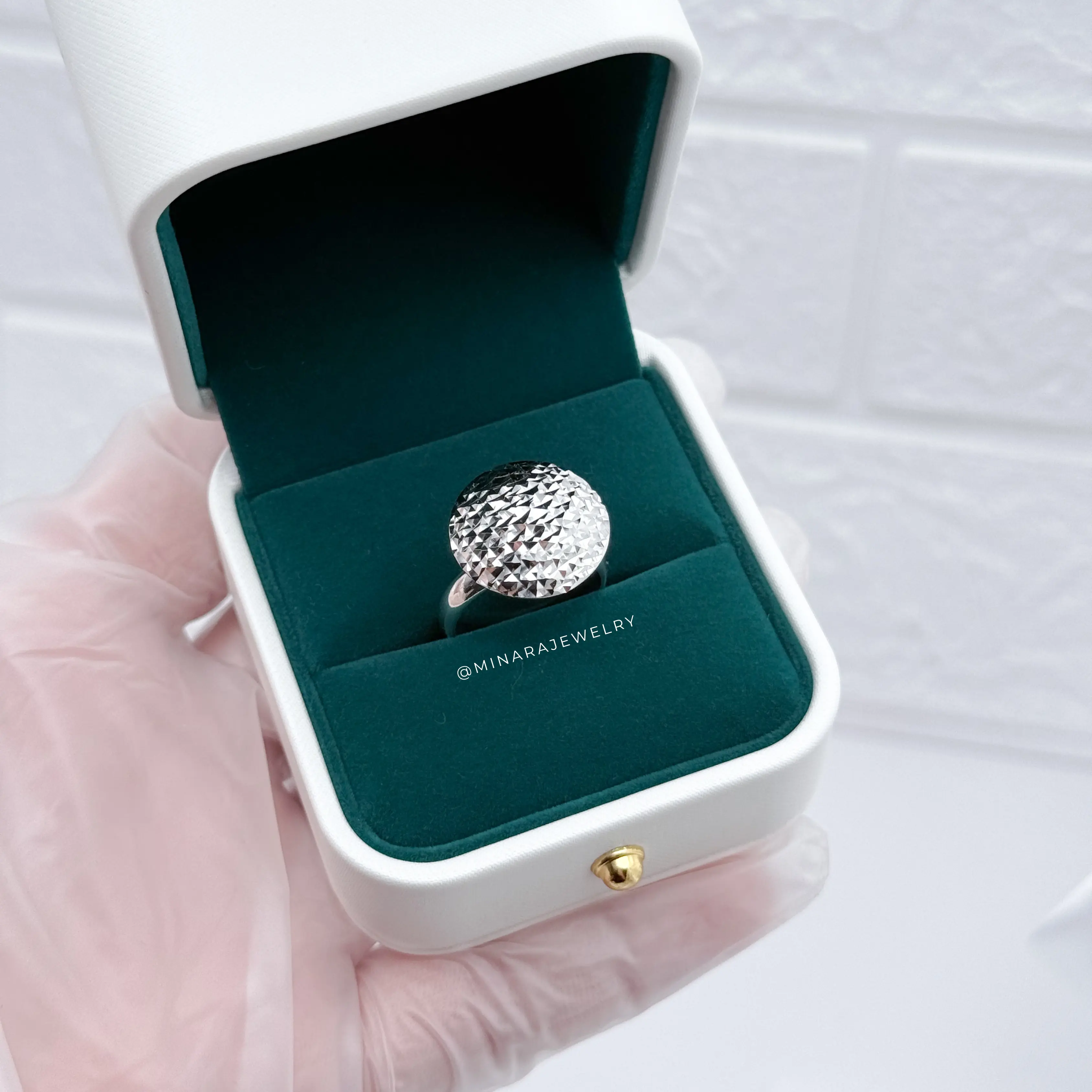 MINARA 950 Silver LENTEJA ADIAMANTADA Ring. Anillo con cortes adimantados