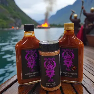 Valhalla Skål The Berserker Bundle - 13oz Original & Hot BBQ Sauces & 11oz Seasoning for Bold Flavor & Fierce Heat