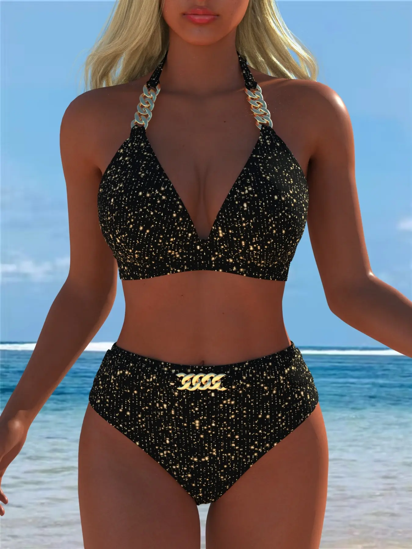 New Arrival Women's Swimwear, Bathing Suit, Beach Outfits, Fashion Beachwear Swimsuit Set, Swimwear Summer Beach Festival Vacation Travel Sexy Halter Neck Bikini Two Piece Set