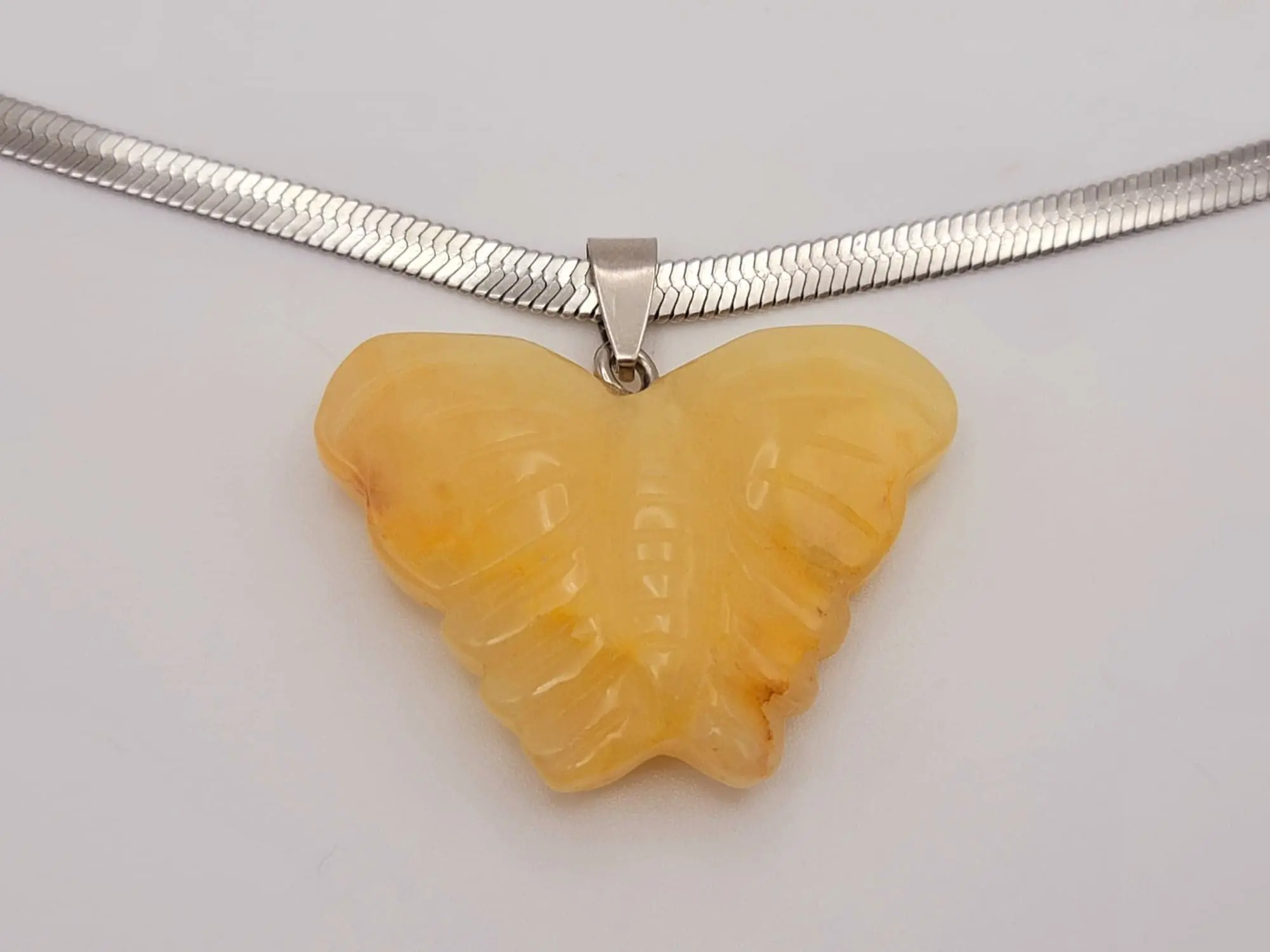 6-Inch Herringbone Crystal Butterfly Choker Necklace with Citrine Accent