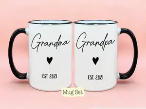 Grandma Grandpa Mug Set #2, Pregnancy Announcement, New Grandpa Gift, New Grandma Gift, Grandma Grandpa Mug Set, New Baby Announcement Idea