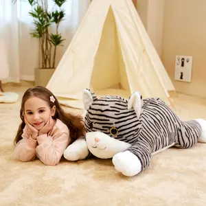 IKASA Giant Striped Cat Stuffed Animal Plush Toy,Large Kitten Big Jumbo Soft Toys,30" Huge Size Cute Plushy Fluffy Fat Plushie,Gifts for Kid