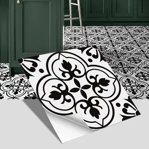 12pcs/24pcs Waterproof Thickened Self-adhesive Floor Tiles, Linear Pattern Design, Suitable for Kitchen Backsplash, Stairs and Bathroom Floor Decoration, 7.87 inches X 7.87 inches, 11.81 inches X 11.81 inches
