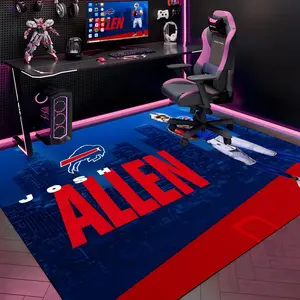J-Josh Allen Floor Mat Gaming Room Soft Flannel Floor Rug Non-Slip Absorbent Doormat for Esports Setup, Bedroom, Entrance, Gamer Home Decor, Anti-Skid Washable Mat, Multiple Sizes Available, Washable Runner Rugs