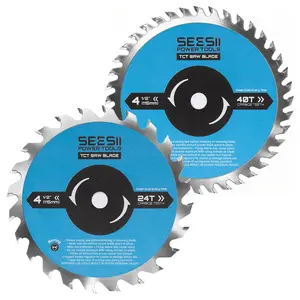 CAPTAIN 4-1/2" Circular Saw Blades, 24T & 40T 2-Pack Combo, 3/8" Arbor, Carbide Tipped Teeth, Thin Kerf, Heavy Duty TCT Saw Blades for Wood Plywood MDF OSB Plastic Cutting, Fine & Ultra Finish