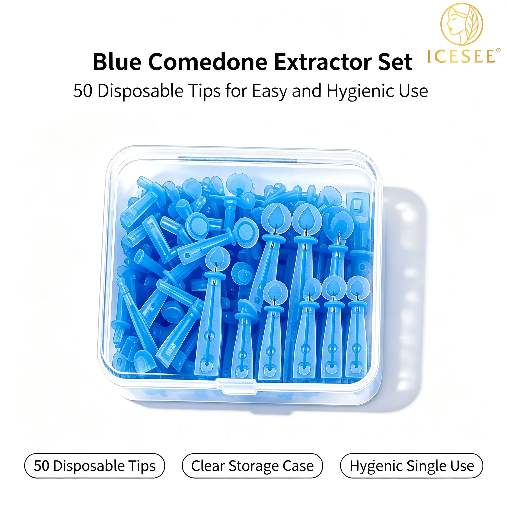 ICESEE Disposable Pore Cleansing Cosmetic Tools Kit - Lightweight Gentle Daily Facial Basic Skincare Set for Home/Salon, Hygienic Use, Pore Care, Smooth Skin, With Storage Solution