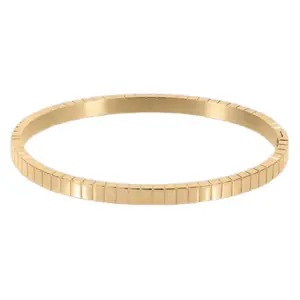 Cuff Bangle Bracelet - Stainless Steel - Waterproof - Textured Stackable Bracelet - Hinged Cuff Bracelet