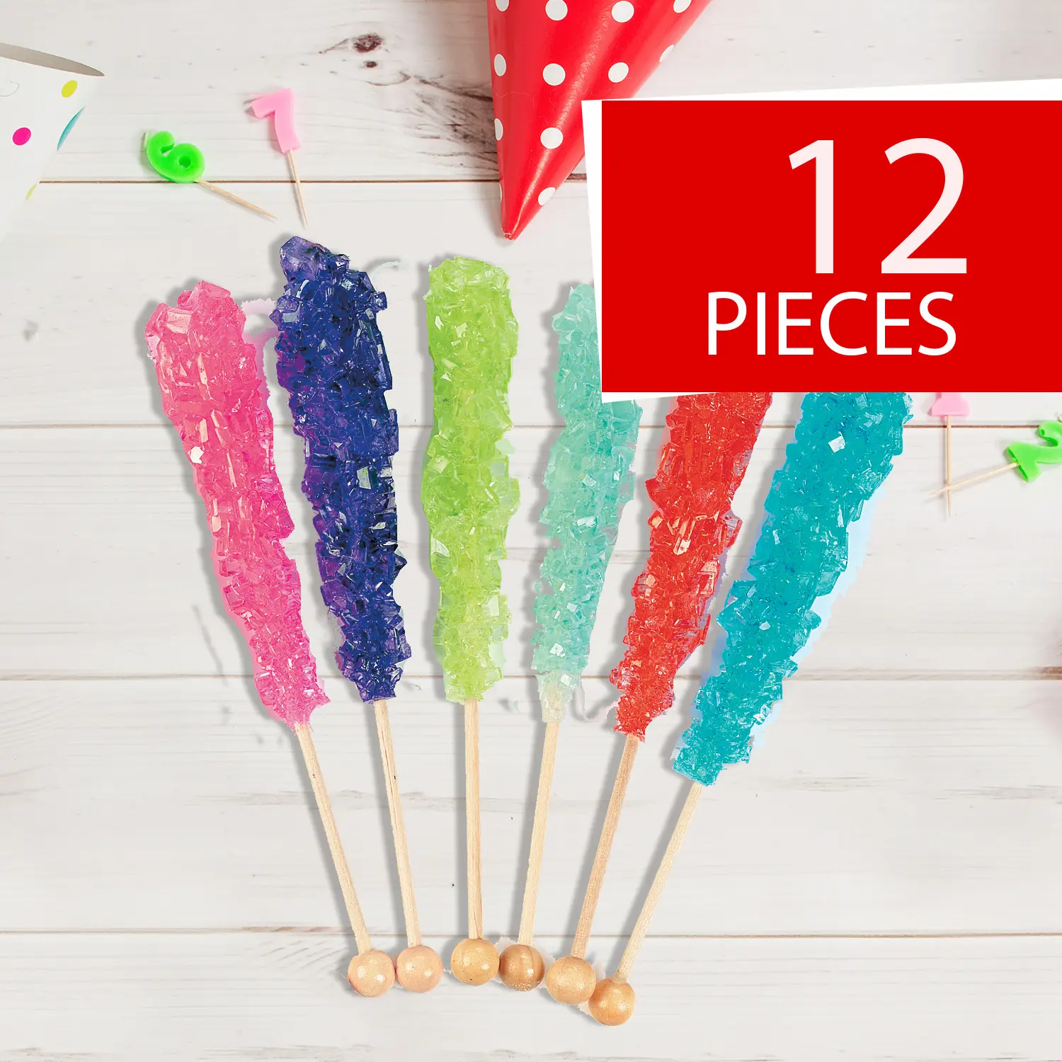 Crystal Rock Candy Lollipops - 12 Pc.
