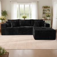 108" Black L Shaped Sofa with Right Chaise