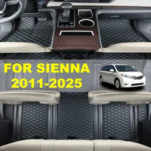 2011-2025 Toyota Sienna 7-Seat Specific Floor Mats, Custom Molded to Fit Original Car Body, High-Quality PU Leather Floor Liners, Heavy Duty, Stain Resistant, Easy to Clean, Automotive Interior Protection