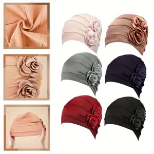 Pack of 6 Turban Cap Women Headwrap Hair Band Headscarf Hat Cancer Headwear African Hair Fashion Breathable Hair Band Covering Headband Head Scarf Chemo Cap for Women Head Wraps