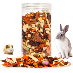 Bunny Chew Toys and Rabbit Treats, Dried Granules Vegetables and Fruits, All Natural Material Suitable for Guinea Pig, Hamster, Chinchilla and Other Small Animals