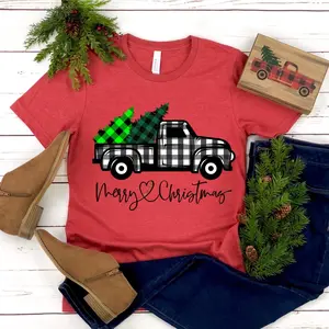 Black and White Farmhouse Truck Marry Christmas Screen Print Transfer