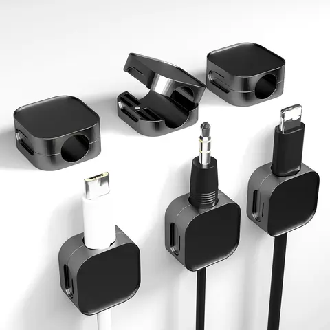 Magnetic Cable Clips 6 Pack Cord Organizer for Nightstand, Adhesive Wire Charging Cord Organizer for Home Office and Car Wall Mobile Cable Management