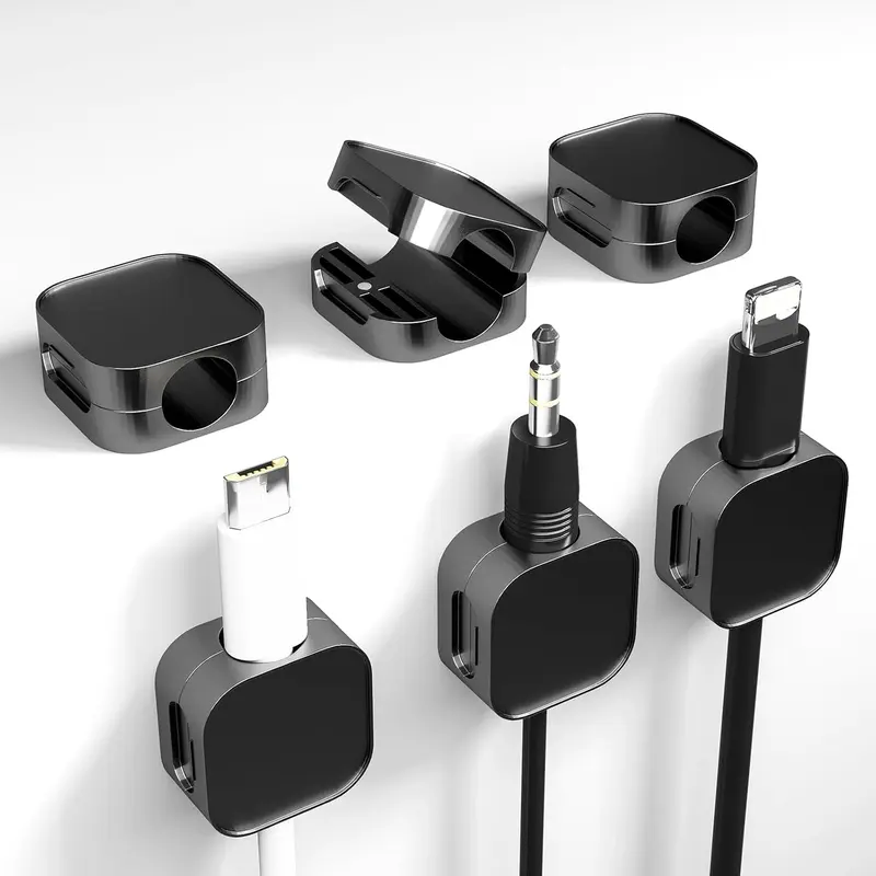 Magnetic Cable Clips 6 Pack Cord Organizer for Nightstand, Adhesive Wire Charging Cord Organizer for Home Office and Car Wall Mobile Cable Management