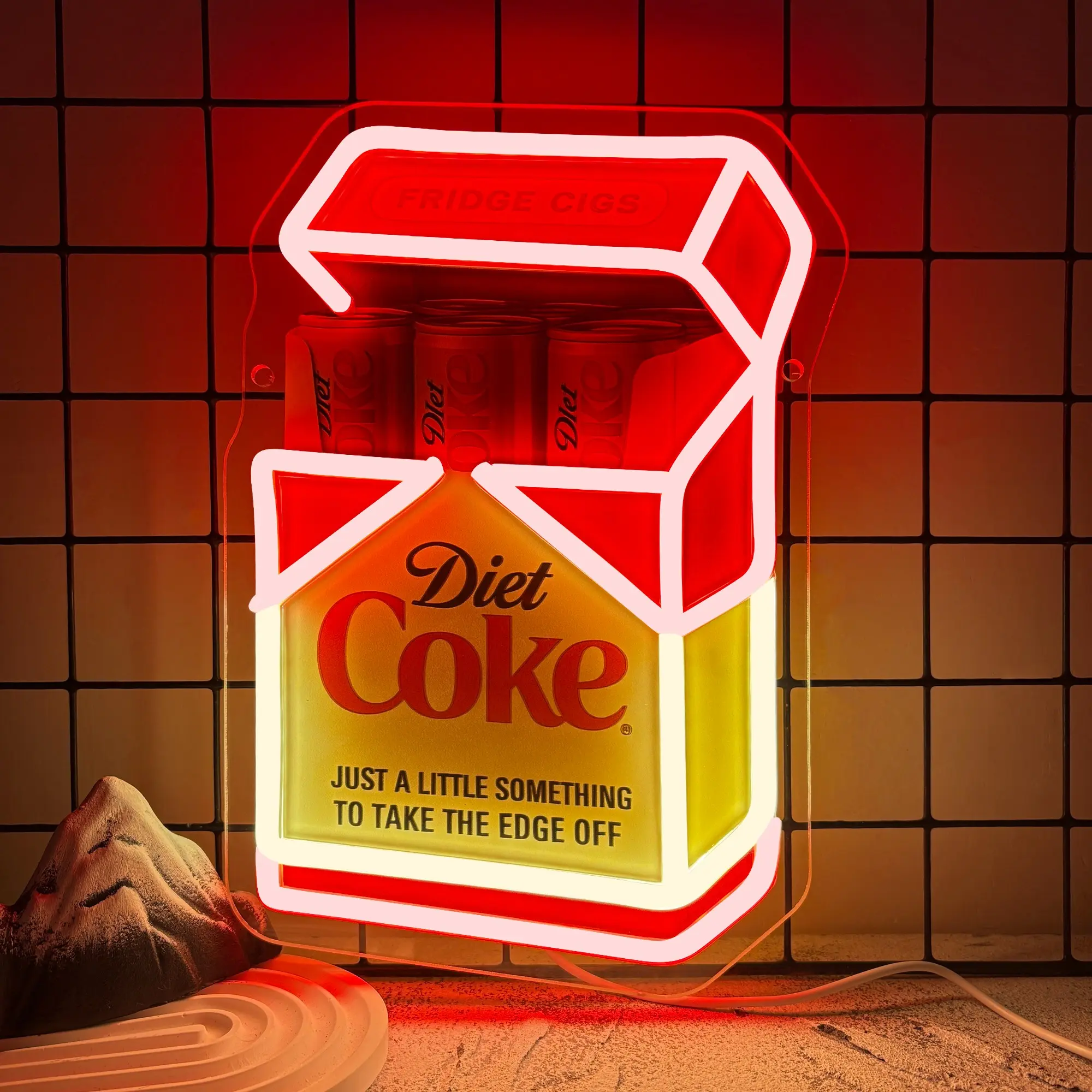 Fridge Cigs Neon Sign, Dimmable Drink-Themed Wall Light for Bar, Man Cave, Shop or Bedroom Decor, Gift for Christmas and Birthdays