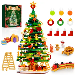 【Black Friday】BUILDIFY Christmas Tree with LED Light Building Blocks LC0120 Compatible with Lego Ornaments Set for Tabletop Home Wreath Snowflake Xmas Decoration Stocking Stuffers Toy for Boys Girls Adults Colorful