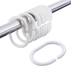 36 Pcs Plastic White Shower Curtain Rings Curtain C Rings Hooks Hanger Bath Drape Loop Clip Glide