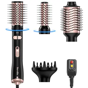 Terviiix 4-in-1 Rotating Hair Dryer Brush Set with Rotatable Round Brushes (1.25-inch & 2-inch), Oval Volumizer, and Diffuser, One Step Styling with Dual Bristles