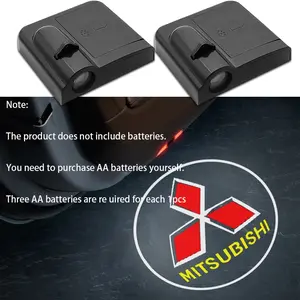 Wireless Car Door Welcome Shadow Projector Lamp, LED HD Logo Light for Mitsubishi Outlander Lancer Asx Eclipse L200 Pajero, Car Door Lights
