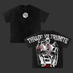 Invincible Grand Regent Thragg Graphic Tee | Vintage Washed Oversized Heavyweight T Shirt | Dark Viltrumite Empire Streetwear Shirt | Bloody Throne Battle Large Back Print Tee | Heavy Cotton Unisex | Gym Pump Cover Gamer Outfit | Gift For Invincible Fans