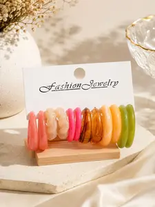 6pcs Set Fashion Acrylic Resin C-Shape Earrings Combo, Stylish Jewelry for Women, Trendy Accessory for Daily Wear, Perfect Gift Idea, Stackable Earrings