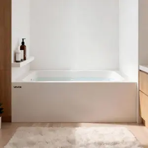 VEVOR Alcove Bathtub, 60x 30 Contemporary Alcove Acrylic Bathtub, Soaking Bath Tub with Left Hand Drain and Overflow Hole, Large Rectangular Deep Soak Tub for Bathroom with Integral Flange, WhiteVEVOR Super Brand Day
