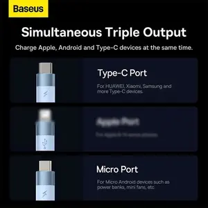 mall inline badgeBaseus 3 trong 1 USB C 3.5A Cáp sạc Micro Type C