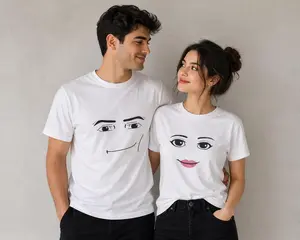 Woman Face Pink Lips Robloxian Couple Shirt, Lover Couple Valentine , Meaningful Anniversary Gifts, Gift For Him, Gift For Her, Easy To Coordinate